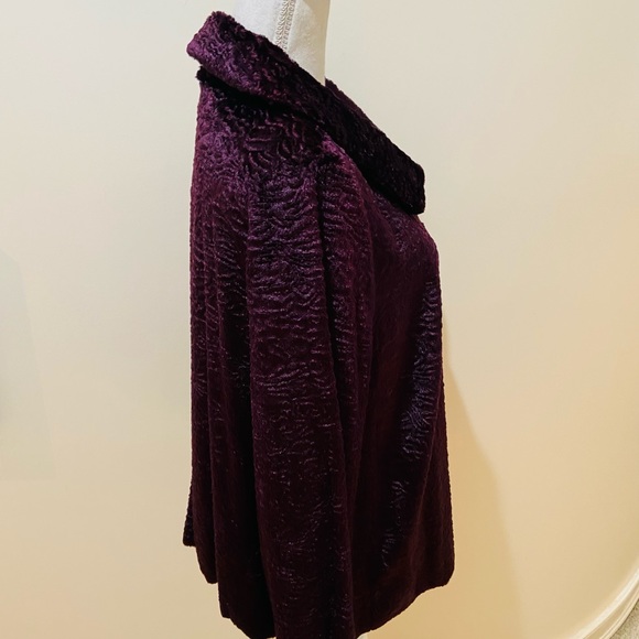 NWT Kate Hill faux curly lamb fur purple jacket - Picture 13 of 13